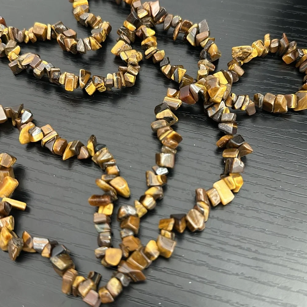 Continuous 42” Strand Polished Tiger Eye Chip Necklace
